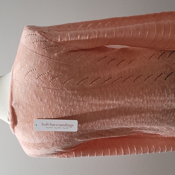 SOFT SURROUNDINGS CASUAL FALL LONG SLEEVE VNECK ORANGE CABLE KNIT SWEATER MEDIUM - Picture 11 of 15